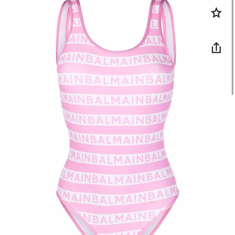 Balmain Logo Print Bathing Suit